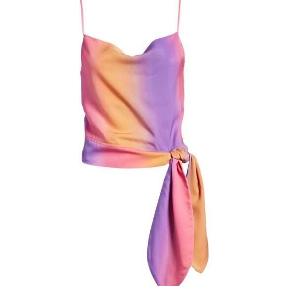 4SI3NNA Tops - NWT 4Si3nna Elodie Tie Waist Crop Tank Sz L Pink Orange Purple Summer Fe…